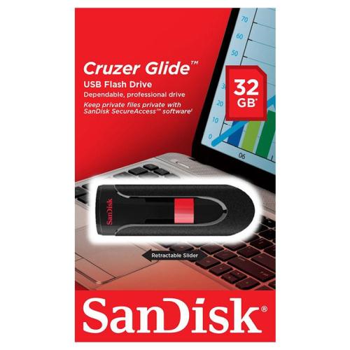 USB 3.0 Flash Disk SanDisk Cruzer Glide SDCZ60 USB A 32GB Μαύρο