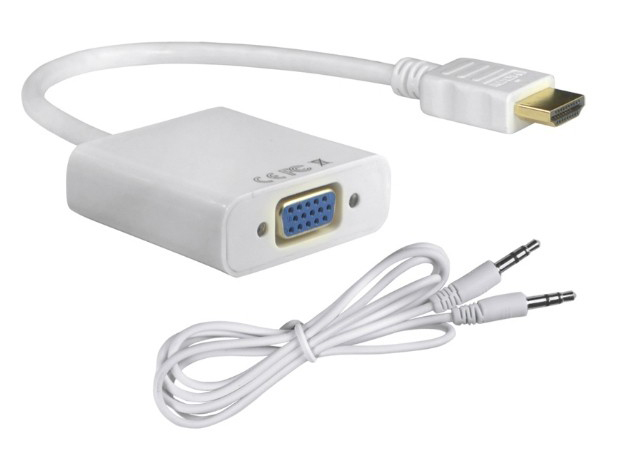 POWERTECH αντάπτορας HDMI σε VGA CAB-H072, καλώδιο 3.5mm, 0.20m, λευκός CAB-H072