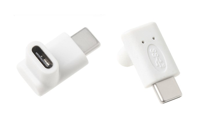 POWERTECH αντάπτορας USB-C αρσενικό σε θηλυκό CAB-U099, 90°, λευκός CAB-U099