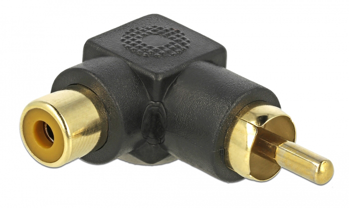 DELOCK αντάπτορας 66168 RCA αρσενικό σε RCA θηλυκό, γωνιακός, μαύρος 66168