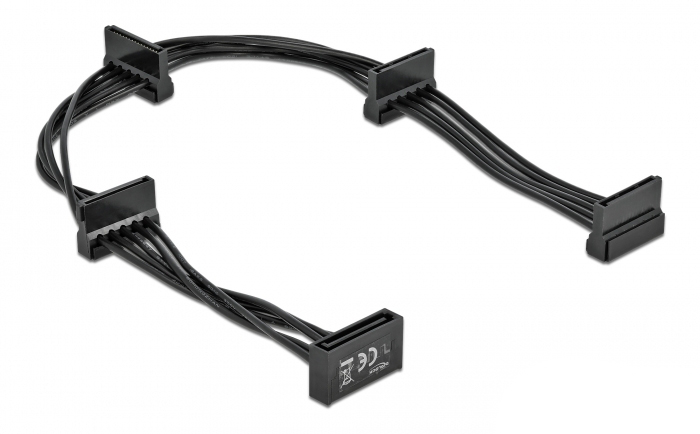DELOCK καλώδιο SATA 15pin σε 4x SATA 15pin 60395, 40cm, μαύρο 60395