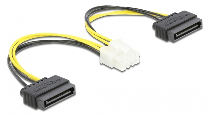 DELOCK καλώδιο EPS 8pin σε 2x SATA 15pin 83020, 15cm 83020