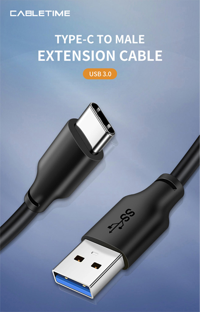 CABLETIME καλώδιο USB-C σε USB CMAMN, 15W, 5Gbps, 1m, μαύρο 5210131038208