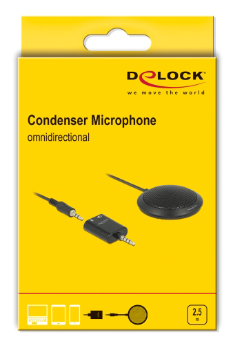 DELOCK μικρόφωνο με αντάπτορα Υ 65873, πυκνωτικό, omnidirectional, μαύρο 65873