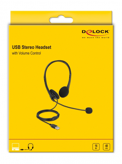 DELOCK headphones   27179, stereo, USB, volume control,  27179