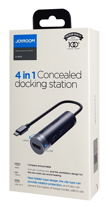 JOYROOM docking station S-H113-DG, 4 θυρών, USB-C, 100W PD, 4K, γκρι S-H113-DG