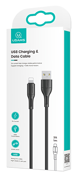 USAMS καλώδιο USB σε Lightning US-SJ500, 10W, 1m, μαύρο SJ500USB01
