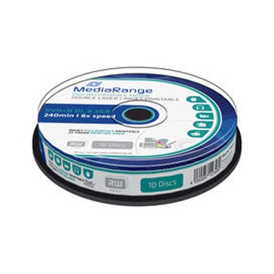 MediaRange DVD+R Dual Layer 240 8.5GB 8x Inkjet fullsurface printable Cake Box x 10 (MR468)