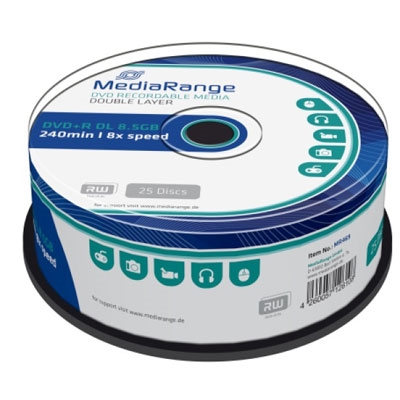 MediaRange DVD+R Dual Layer 240 8.5GB 8x Cake Box x 25 (MR469)