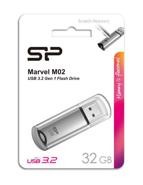 SILICON POWER USB Flash Drive Marvel M02, 32GB, USB 3.2, γκρι SP032GBUF3M02V1S