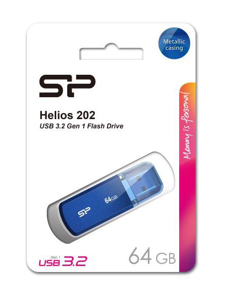 SILICON POWER USB Flash Drive Helios 202, 64GB, USB 3.2, μπλε SP064GBUF3202V1B