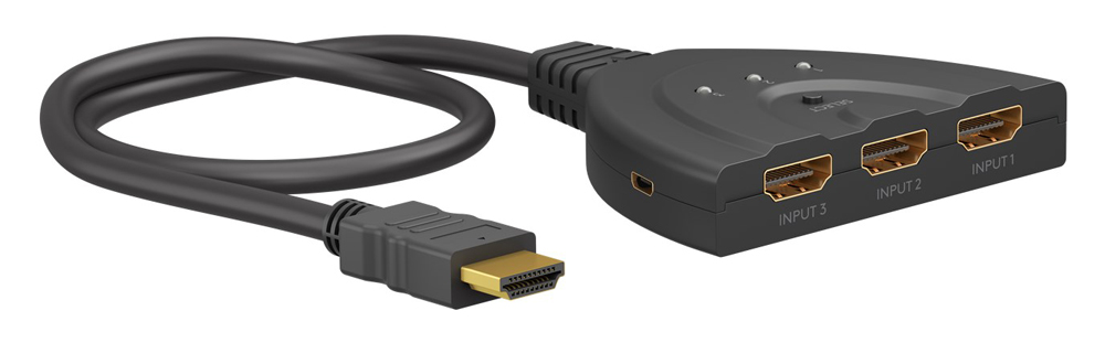 GOOBAY HDMI switch 58488, 3-in σε 1-out, 4K/60Hz, μαύρο 58488