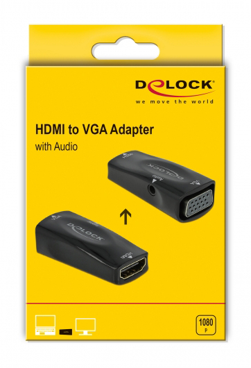 DELOCK αντάπτορας HDMI σε VGA 66560, με audio, 1080p/60Hz, μαύρος 66560
