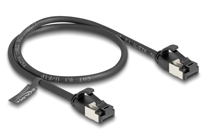 DELOCK καλώδιο δικτύου 80182, CAT 8.1 U/FTP, 40Gbps, 0.50m, μαύρο 80182