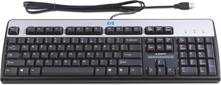 HP Standard Basic Keyboard Wired USB Black/Silver English US NOB