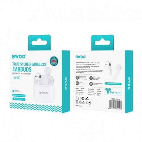 BWOO BW94 TWS Wireless  Earphones White
