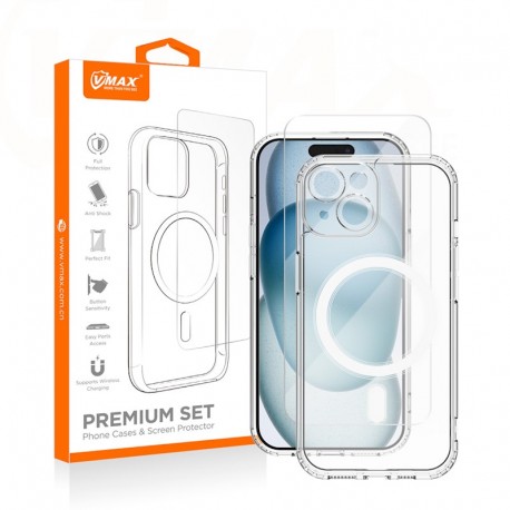 Samsung Galaxy S25 Plus Vmax Set Mag Silicone Transparent+Tempered Glass 2,5D