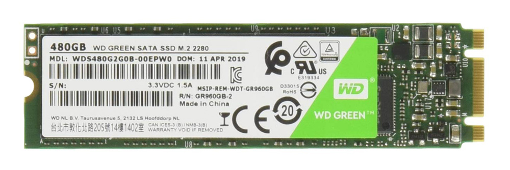 WD M.2 SATA III SSD Green WDS480G2G0B, 480GB, 545MBps, Factory Recertified WDS480G2G0B-FR