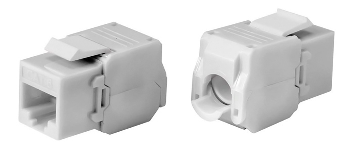 POWERTECH keystone module RJ45 female CAB-N449, Cat.6Α UTP 180°, λευκό CAB-N449