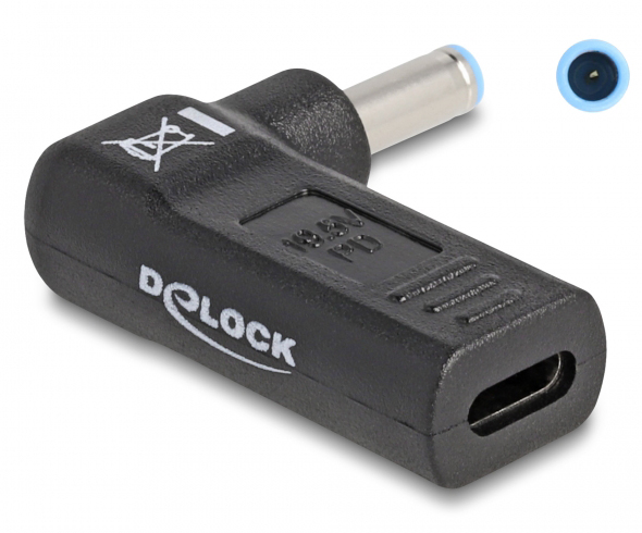 DELOCK αντάπτορας τροφοδοσίας laptop 60004, USB-C σε HP 4.5x3mm, μαύρος 60004