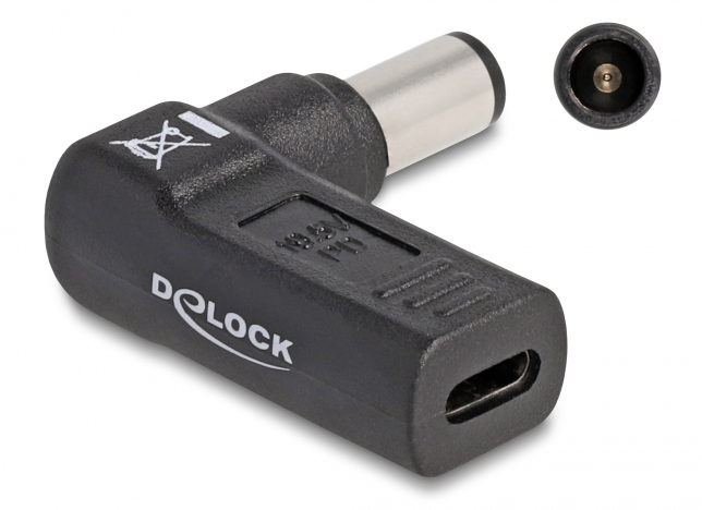 DELOCK αντάπτορας τροφοδοσίας laptop 60008, USB-C σε Dell 7.4x5mm, μαύρος 60008