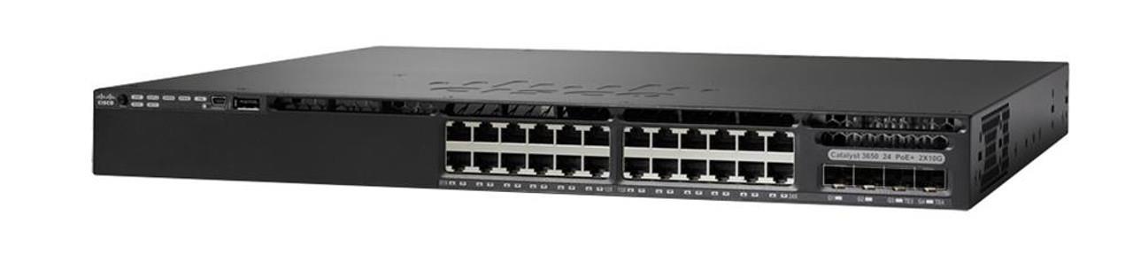 SWITCH CISCO WS-C3650-24TD-S 24-Ports Gigabit (2) 10G SFP or (4) 1GB SFP POE+ 2x PSU 250W (P/N: PWR-C2-250WAC) w/ Rkmnts
