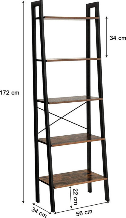 Μεταλλική Βιβλιοθήκη με 5 Ράφια 56 x 34 x 172 cm Vasagle (LLS45X (VASLLS45X)