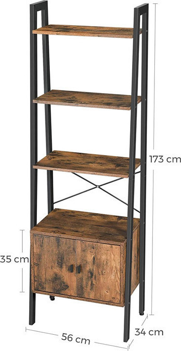 Μεταλλική Ραφιέρα με 4 Ράφια και 1 Ντουλάπι 56 x 34 x 173 cm Vasagle (LLS47BX) (VASLLS47BX)