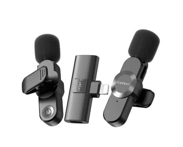 Earldom Dual Wireless Microphone/Σετ Ασύρματο Μικρόφωνο Plug & Play ET-MC8L με Lightning, μαύρο