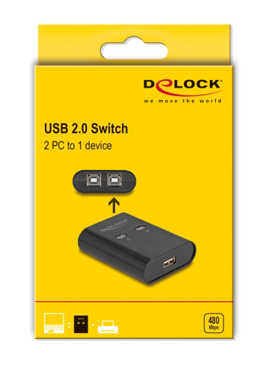 DELOCK USB Type B switch 11503, 2 σε 1, μαύρο 11503-DE