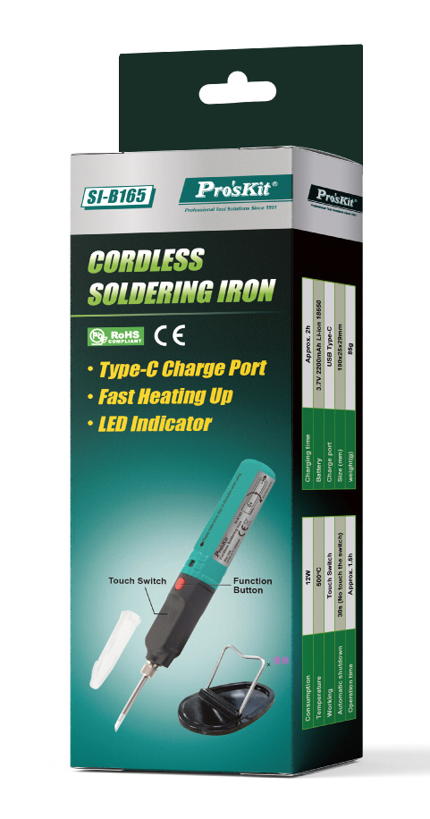 PROSKIT ασύρματο κολλητήρι SI-B165, επαναφορτιζόμενο, 12W, 500 °C SI-B165