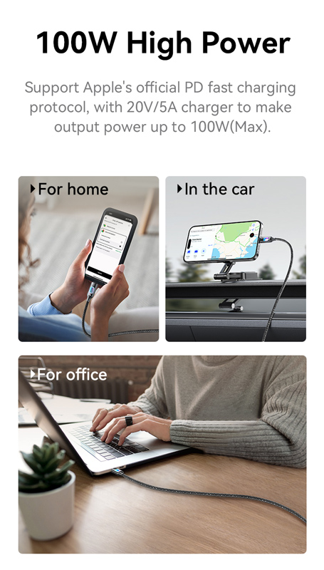 USAMS καλώδιο USB-C SJ750, 100W, 480Mbps, 1.2m, μαύρο SJ750USB01