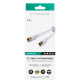 VIVANCO ANTENNA CABLE 1.5m COAX PLUG-COAX SOCKET FERRITE 100 dB white