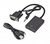 POWERTECH αντάπτορας VGA & 3.5mm σε HDMI PTH-078, μαύρος PTH-078