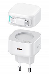USAMS φορτιστής τοίχου US-CC202 με καλώδιο USB-C, USB-C, 35W GaN, λευκός CC202TC02