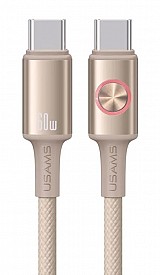 USAMS καλώδιο USB-C SJ752, 60W, 480Mbps, 1.2m, μπεζ SJ752USB02