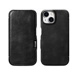 iCarer WMI15230613 iPhone 15 Side-Open Leather Wallet (Magsafe) Black