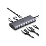 Ugreen Adapter 6w1 CM498 Hub USB do 2x USB-A 3.0 USB-C 3.0 2xHDMI PD (15852) (UGR15852)
