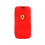 Samsung i9190 Galaxy S4 Mini FESCRUFLHS4MRE Ferrari Rubber Leather Book Case red