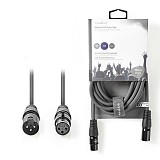 Kαλώδιο ήχου 3pin XLR θηλ. σε 3pin XLR αρσ., 5.0m σε σκούρο γκρι χρώμα NEDIS COTH15010GY50