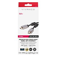 VIVANCO HDMI CABLE CERTIFIED HDMI to HDMI with ETHERNET GOLD PLATED 3m