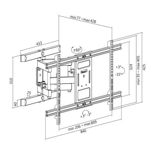 Βάση Τηλεόρασης Επιτοίχια LogiLink BP0115 43-90 έως 60kg