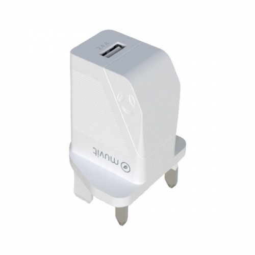MUVIT FOR CHANGE UK TRAVEL CHARGER 2.4A 12W white
