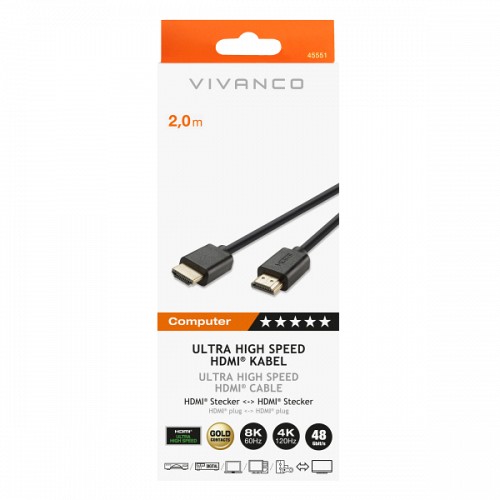 VIVANCO ULTRA HIGH SPEED HDMI CABLE 8K 48Gbit/s 2m
