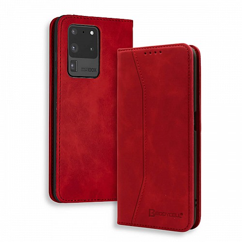 Bodycell Book Case Pu Leather Samsung S20 Ultra Red