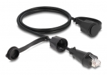 DELOCK καλώδιο δικτύου 80166, CAT 6 STP, με καπάκι, IP68, 1m, μαύρο 80166