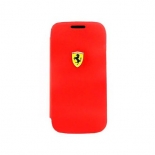 Samsung i9190 Galaxy S4 Mini FESCRUFLHS4MRE Ferrari Rubber Leather Book Case red