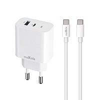 MAXLIFE TRAVEL FAST CHARGER PD QC 30W + DATA CABLE TYPE C white