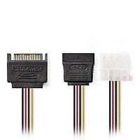 Καλώδιο-αντάπτορας τροφοδοσίας SATA σε Molex 4-pin + SATA, 0.15m NEDIS CCGP73555VA015