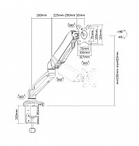 BRATECK βάση γραφείου Gas Spring για οθόνες 17 - 32, 2-10kg LDT13-C012